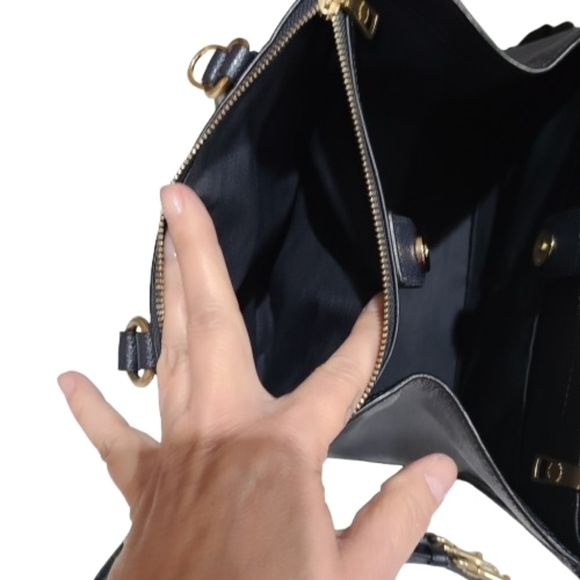 Coach Crosby Carryall Midnight Navy Crossgrain Leather Tote - Picture 12 of 16